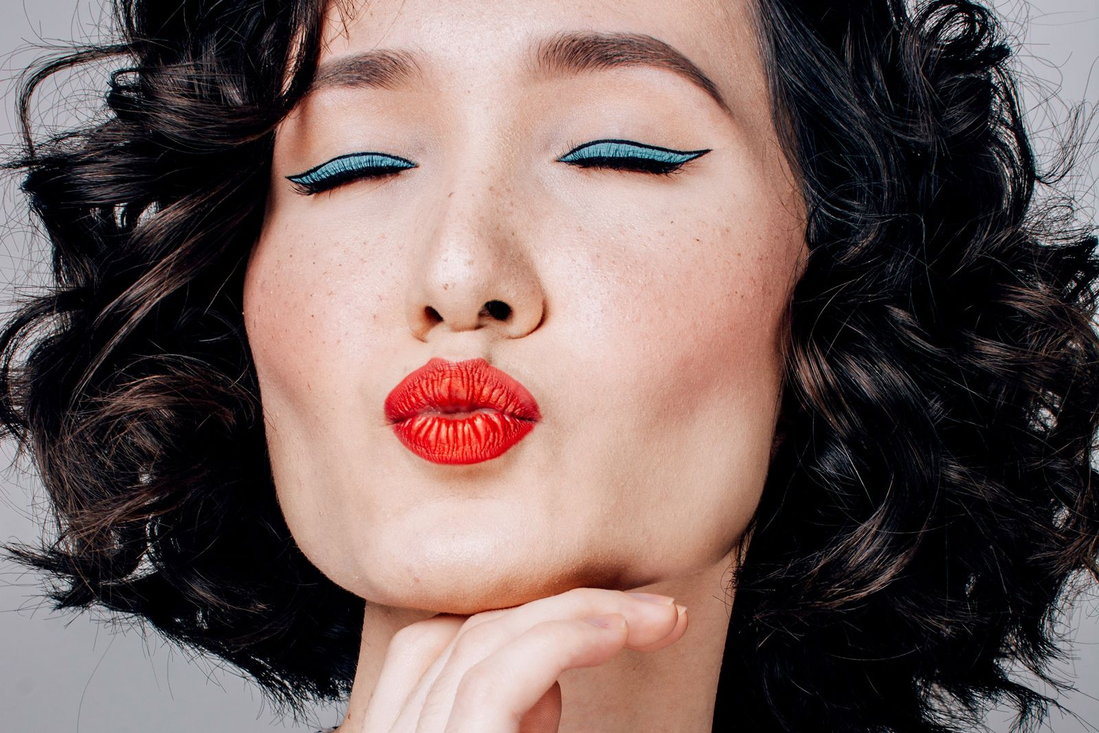 women in red lipstick