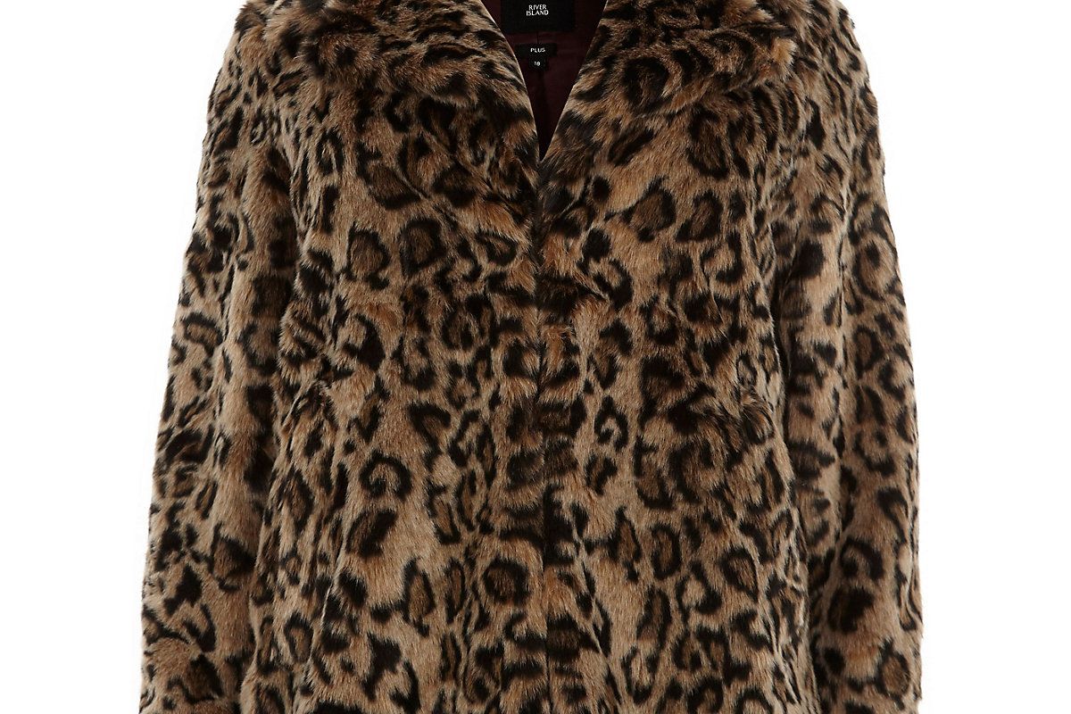 River island leopard on sale print faux fur coat