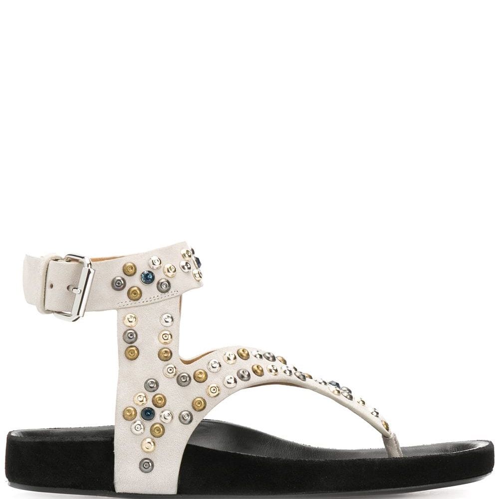 allbrand365 designer Womens Syndia Studded Dress Sandals,White