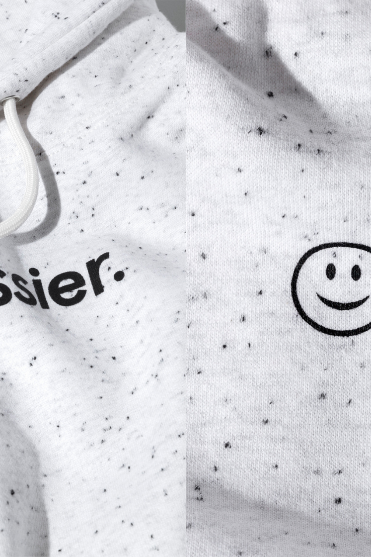 Glossier launches new white and grey Terrazzo hoodie