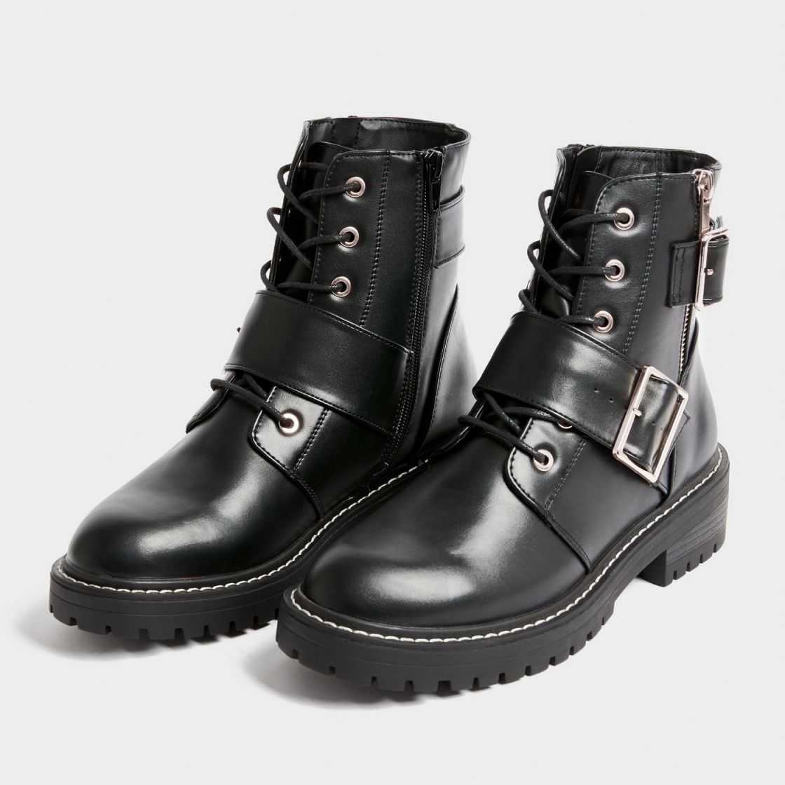 New look buckle chunky flat clearance boot