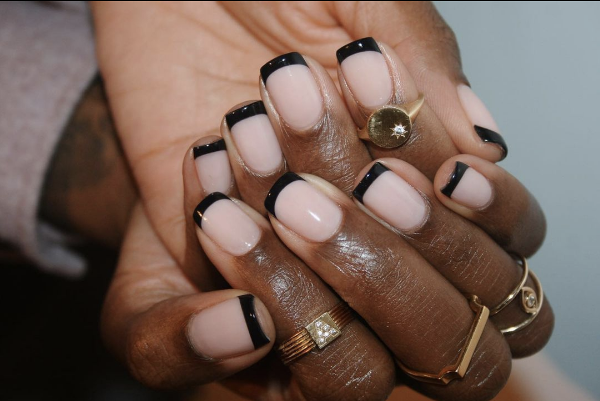 French nails store with black tips