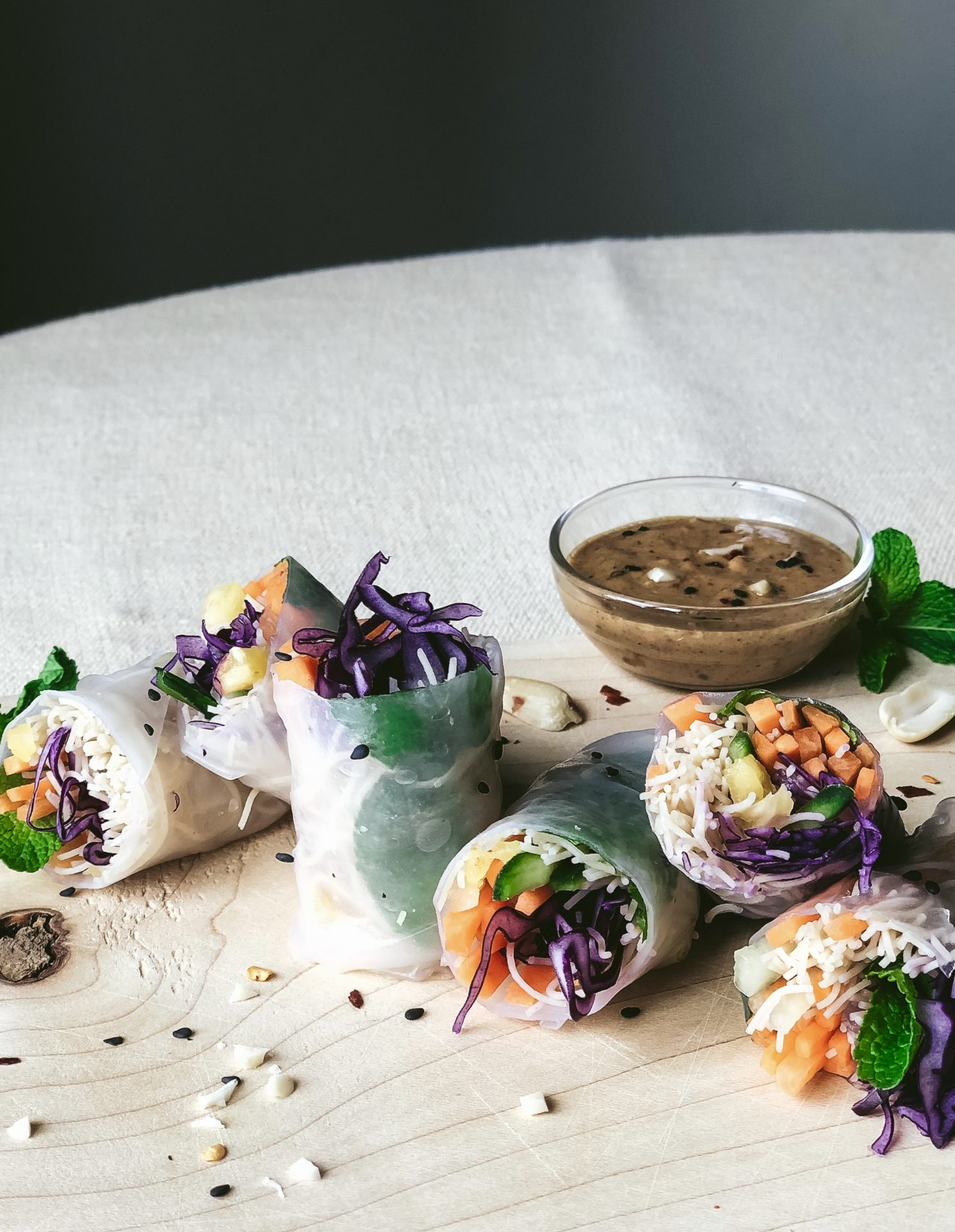 Rice paper rolls and satay sauce recipe for fresh, summer lunch