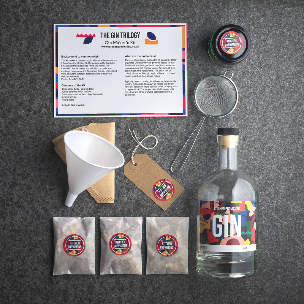 DIY Gift Kits Real Gin Making Kit Deluxe Edition | 12 Botanicals & Spices,  Stainless Steel Flask, Funnel & More | Handcrafted Artisanal Gin | Mixology
