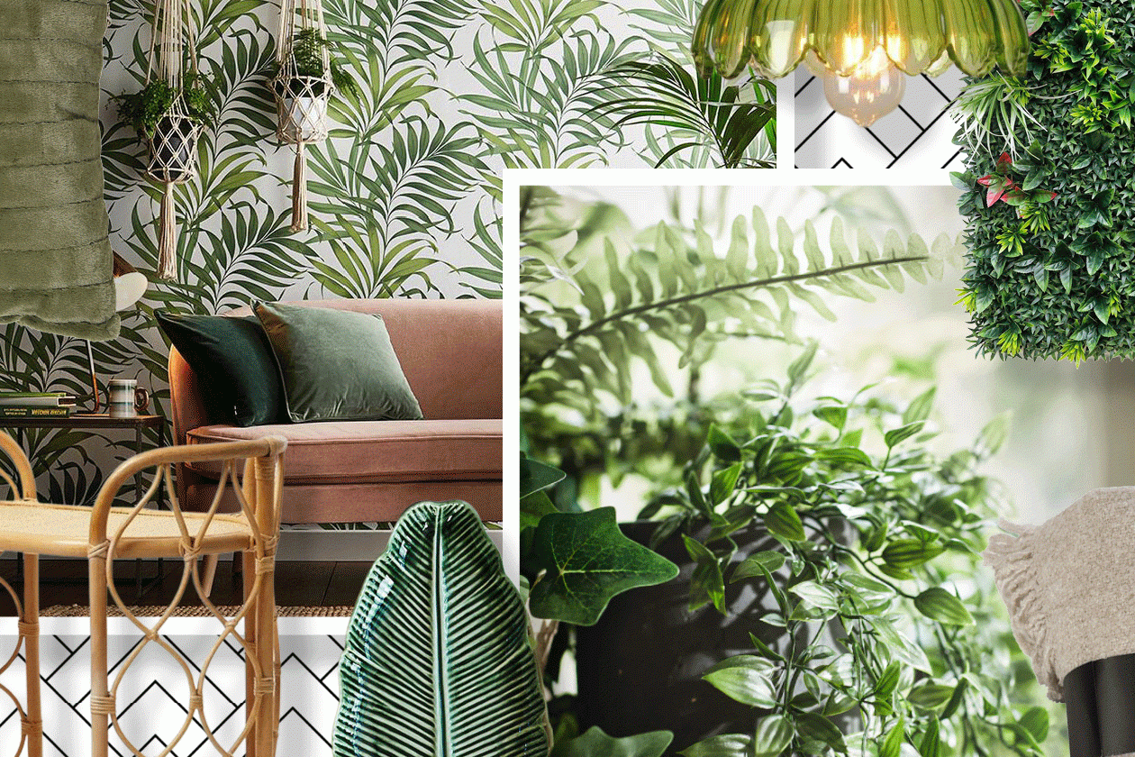 plant inspired home decor collage