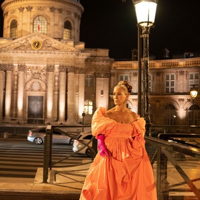 Carrie bradshaw orange clearance dress