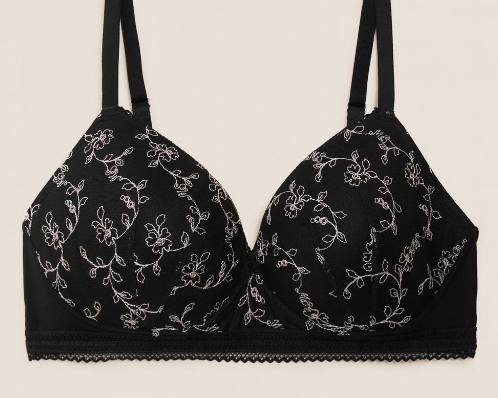 M&S Collection Floral Print Padded Non-Wired Plunge Bra A-E, Compare