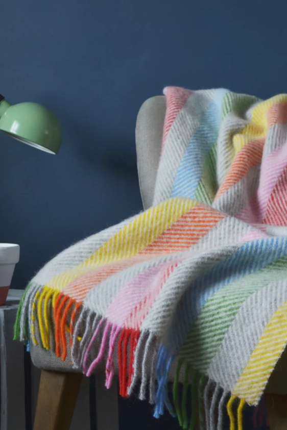 Rainbow Stripe Herringbone Blanket – The British Blanket Company