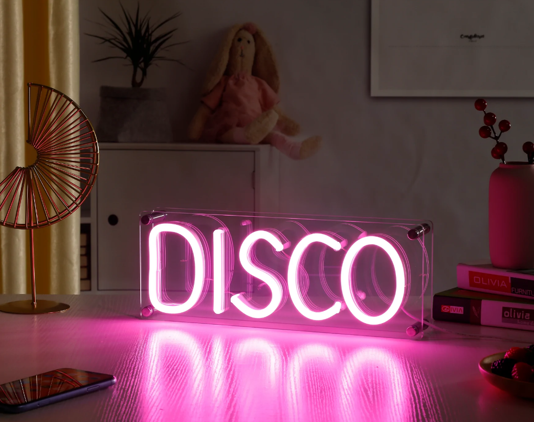 Disco' Glass Neon Sign - Pink