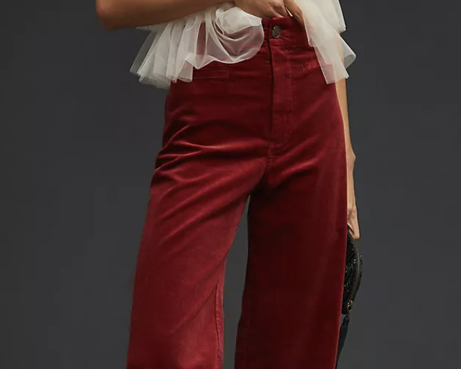 Victoria Beckham Womens Trousers  Flared Corduroy Trouser Iron Red   MUSEEOLERON