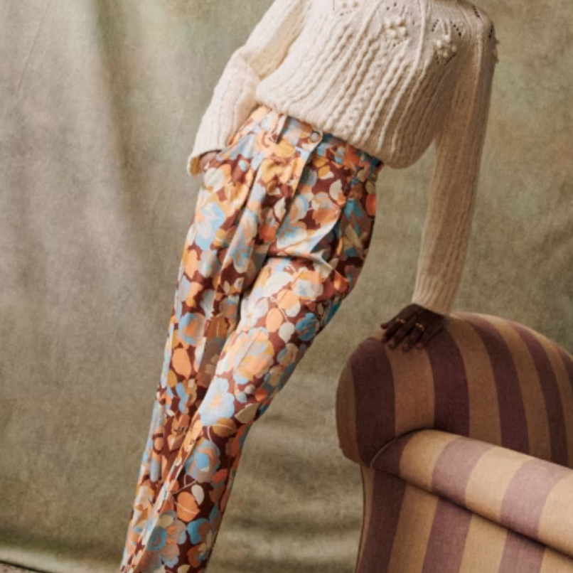 Théophile Trousers - Blue Floral - Cotton - Sézane