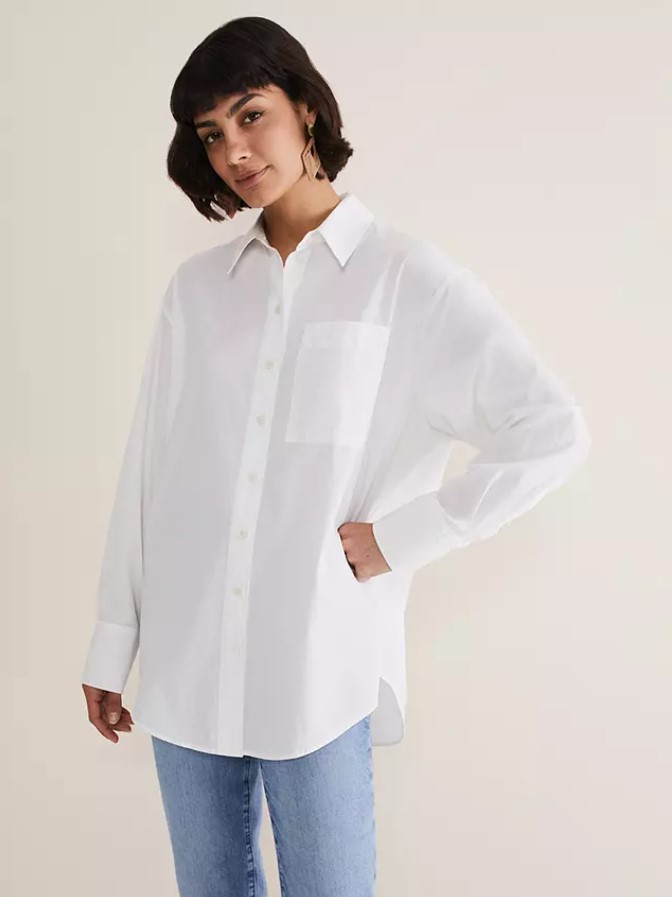 Lakely Oversized Button Down Shirt - White