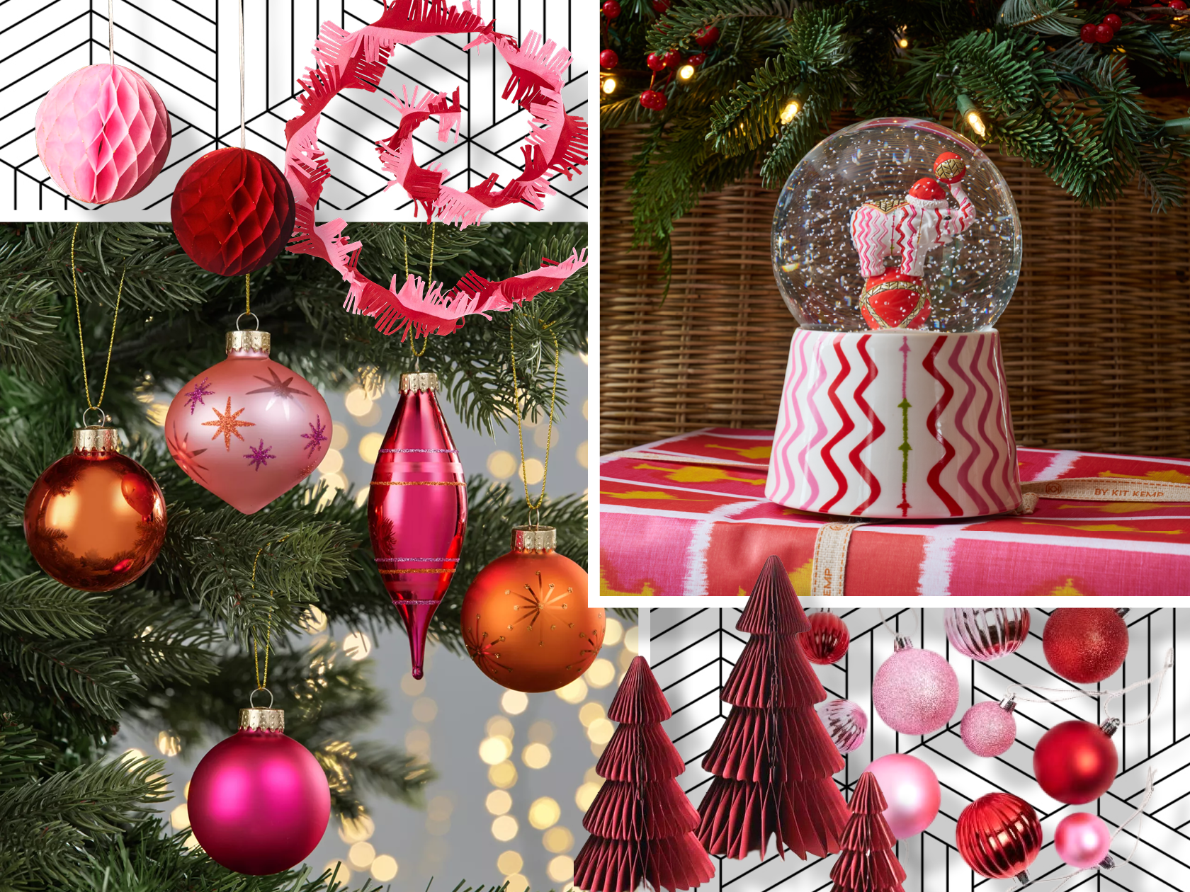 red and pink christmas decor