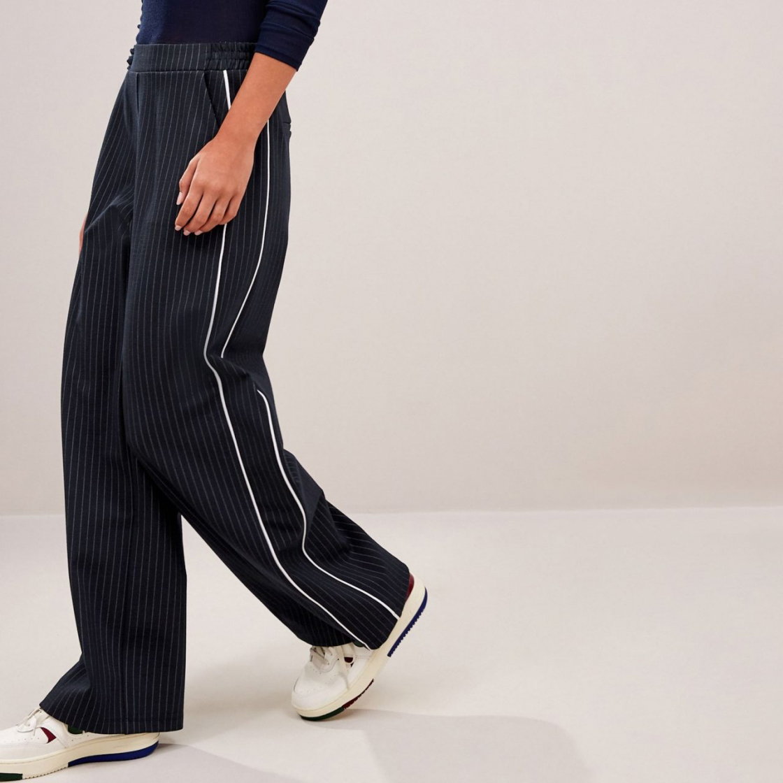 Side Stripe Wide Leg Trousers, Live Unlimited London